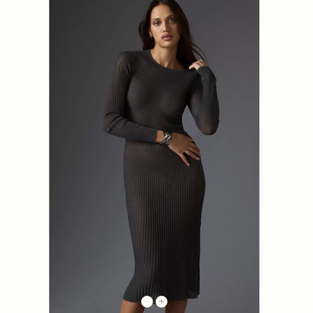 Anthropologie Daily Practice Sheer Sparkle Midi Jumper Dress